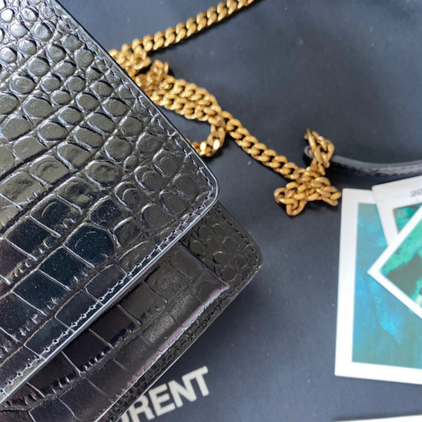 Y*L sunset in crocodile-embossed shiny leather