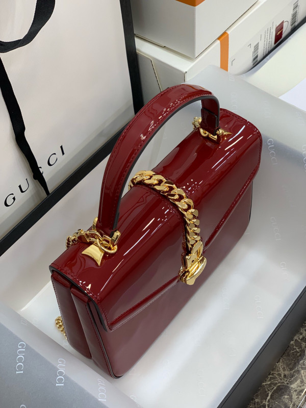 G*u*i sylvie 1969 patent leather mini top handle bag