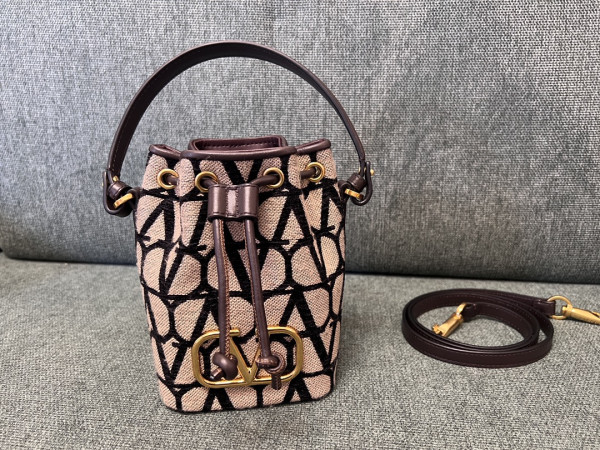 VALENTINO VLOGO Iconographe Mini Canvas Bucket Bag