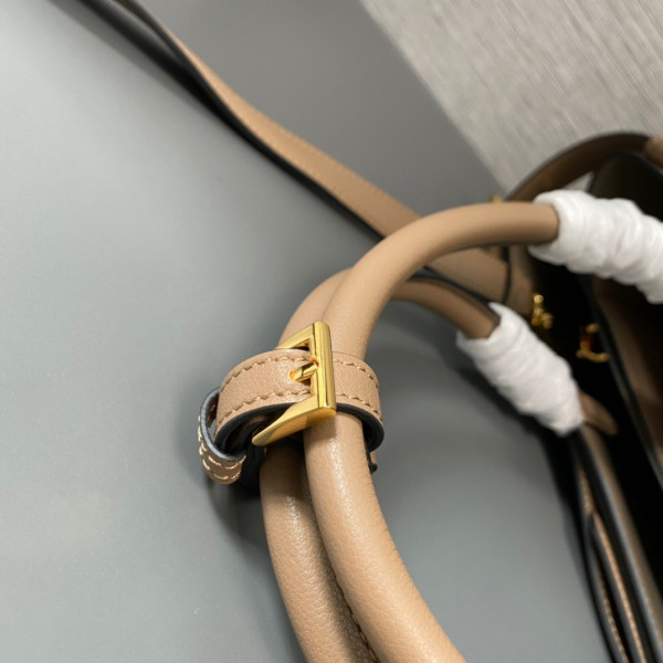 Pra*a buckle leather handbag with double belt-35*25*14cm