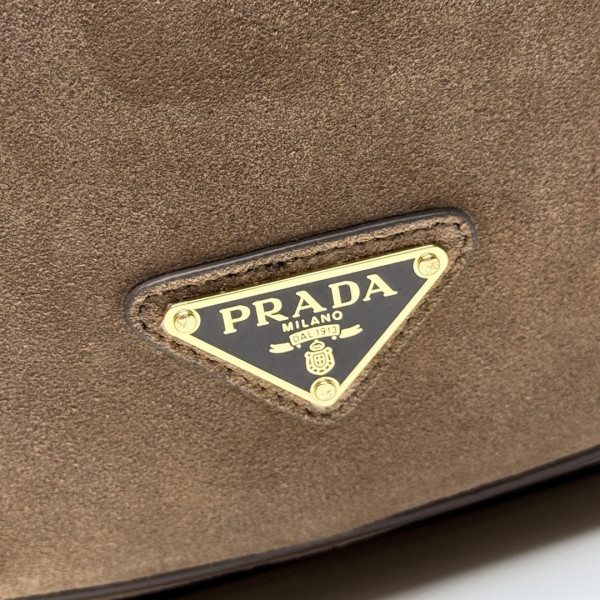 Pra*a demi-lune large suede shoulder bag